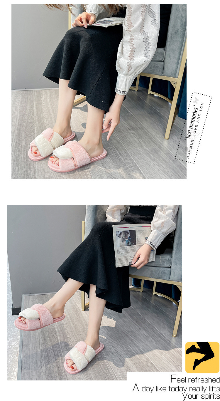 Women Color Cross Slippers Indoor and Outdoor Warm Shoes Bedroom Cotton Slippers