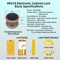 Cerradura RFID HF618SDN Confiable para Gabinetes, Inducción Rápida, Fácil Instalación, para Sauna, Spa, Gimnasio, Casilleros, Sistema de Seguridad para Almacenamiento Público