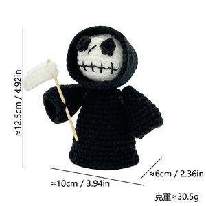 Llavero de ganchillo hecho a mano de fantasma de Halloween, regalo de apoyo emocional de peluche con alas, artesanía textil tejida, personalizable - Product Image 5