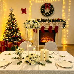Decorazioni di nozze in acrilico chiaro fiore Stand <span class=keywords><strong>centrotavola</strong></span> da tavolo con appesa Tealight globo portacandele - Product Image 5