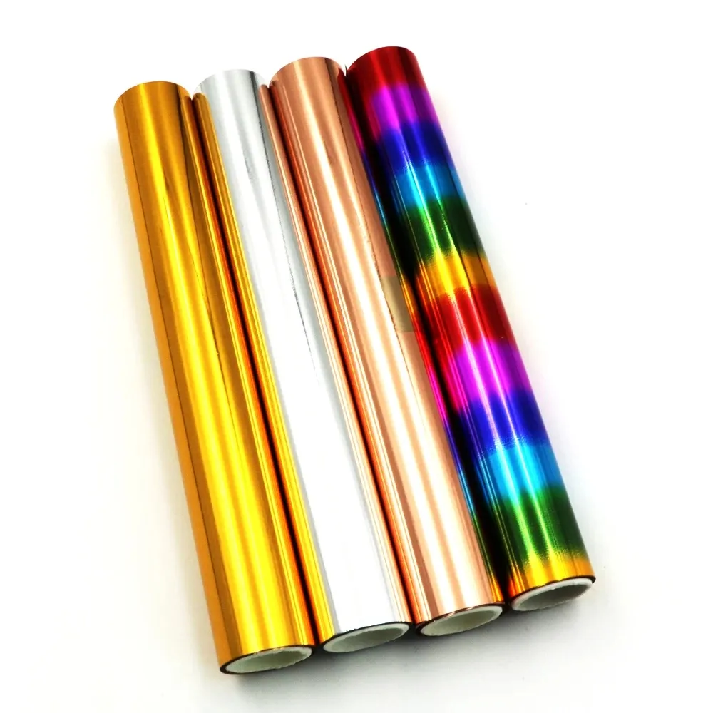 32cm x 5m प्रति रोल सोने और चांदी होलोग्राफिक अमेरिका शिल्प पन्नी कागज गर्म मुद्रांकन टोनर के लिए प्रतिक्रियाशील laminator