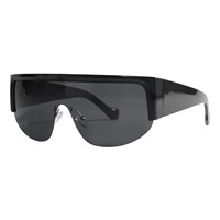 Lunettes de soleil Y2K One Piece Shield UV400 semi-cerclées à branches larges, couvrant le visage, tendance pour hommes et femmes