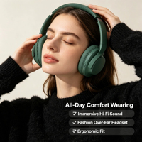 Auriculares ANC Más Vendidos con Audio 3D, Altavoces Premium de 40 mm, Diseño en Cuero, Soporte AAC, Chipset JL para Deportes y Viajes