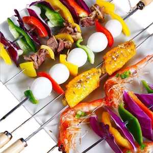 Vente en gros 33CM bâtonnet de Brochettes de Barbecue en acier inoxydable, bâton de Brochettes de Barbecue réutilisable avec manche en bois - Product Image 2