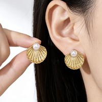   Boucles d'oreilles clous en acier inoxydable hypoallergéniques, motif géométrique Hawaïen, étoile de mer, vente en gros OEM/ODM, cadeau idéal pour les vacances