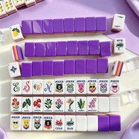 Ensemble de Mahjong Américain de Luxe en Acrylique à 4 Couches, Motif Jardin de Citrons, Tuiles de Mahjong Gravées à la Main pour Jeu Familial et Cadeau