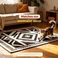 Tapis en fausse laine noir et blanc à motifs géométriques, tapis à poils moyens pour salons modernes et minimalistes