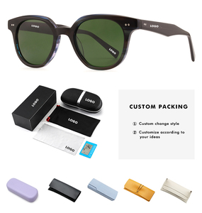 Vente en gros de <span class=keywords><strong>lunettes</strong></span> de soleil de luxe pour femmes avec logo personnalisé <span class=keywords><strong>lunettes</strong></span> de soleil rondes en acétate UV400 de haute qualité <span class=keywords><strong>lunettes</strong></span> de soleil de style <span class=keywords><strong>carré</strong></span> rétro - Product Image 4