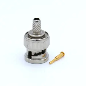 RF Coaxial colokan BNC Male Clamp Crimp Solder konektor BNC dengan RG59 RG178 RG223 kabel