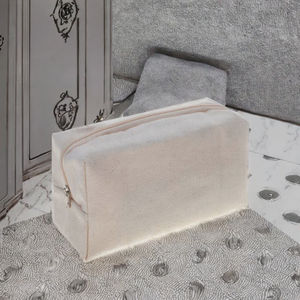 Usine de gros personnalisé écologique 12oz toile fermeture éclair Portable sac cosmétique grande capacité pochette de maquillage Durable pour sacs - Product Image 3