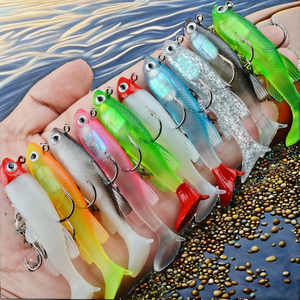 Isca de Pesca Soft Vibe OEM Black Minnow 8cm/2.8in 14g, Isca Artificial de PVC com Ganchos Estilosos para Pesca de Bass em Água Doce - Product Image 2