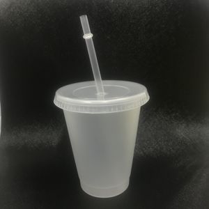 2020 16oz 24oz Reusable Plastic Clear Cup With Straw And Lid