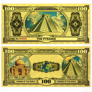 Nouvelle Conception Billet de Banque Commémoratif Sept Merveilles du <span class=keywords><strong>Monde</strong></span> Plaqué Or 24K Billet de Banque en Feuille d'Or 100$ Collection Cadeau - Product Image 3