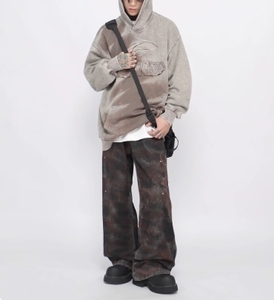 Streetlux 2024 nuevo Premium nuevo diseño calle algodón estampado costura parche bordado Vintage pulóver hombres ácido lavado Sudadera con capucha - Product Image 2