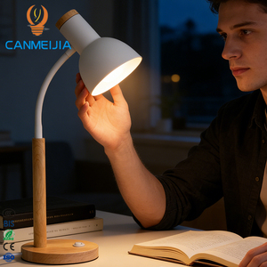Nuova Lampada da Tavolo con Base in Legno e <span class=keywords><strong>Paralume</strong></span> Bianco <span class=keywords><strong>Rosa</strong></span> E27 con Spina Europea per Lettura e Illuminazione Notturna - Product Image 1
