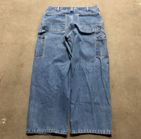 Pantalon cargo droit en jean délavé à double genou pour homme, coupe large, style boyfriend, qualité supérieure