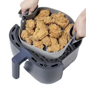 Freidora de aire de <span class=keywords><strong>silicona</strong></span> de 21CM, bandeja para barbacoa, placa de almohadilla para barbacoa, horno Airfryer, molde para hornear, olla, comida segura, freidora de aire cuadrada reutilizable - Product Image 1