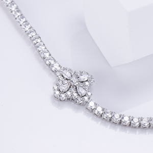 Pulsera Clásica MSB-572 de Plata 925 con Diamantes Blancos en Corte Pera y Diamantes de Laboratorio - Product Image 1