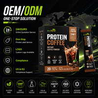 Café de Proteína Instantáneo en Sobres, 15g o 30g, Se Disuelve en Agua Fría o Caliente, Pedido de Prueba con MOQ Bajo, Marca Privada OEM