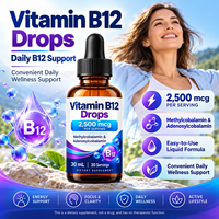 Gouttes liquides de Vitamine B12 OEM de haute qualité 2500mcg Méthylcobalamine Adénosylcobalamine Soutien de l'humeur et de l'énergie pour adultes