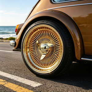 <span class=keywords><strong>Jantes</strong></span> de voiture classiques en acier chromé, <span class=keywords><strong>jantes</strong></span> à rayons rétro de luxe, brillantes, 5 trous, entièrement dorées, 13 pouces, <span class=keywords><strong>jantes</strong></span> à rayons 13x7, roues à rayons. - Product Image 2