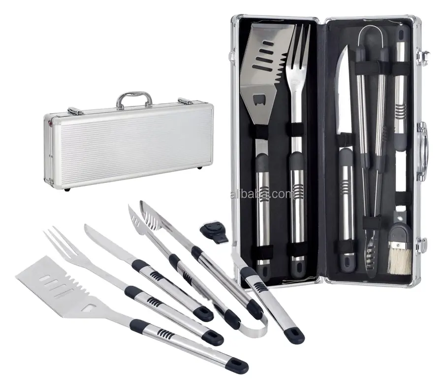 Prachtige aluminium doos 5 stks BBQ tool set Barbecue Accessoires