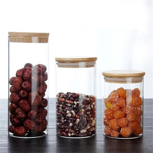 Frasco de Vidrio Transparente para Almacenamiento de Alimentos con Tapa de Bambú, Diámetro 65/85/100mm, Contenedor de Almacenamiento para Cocina - Product Image 2