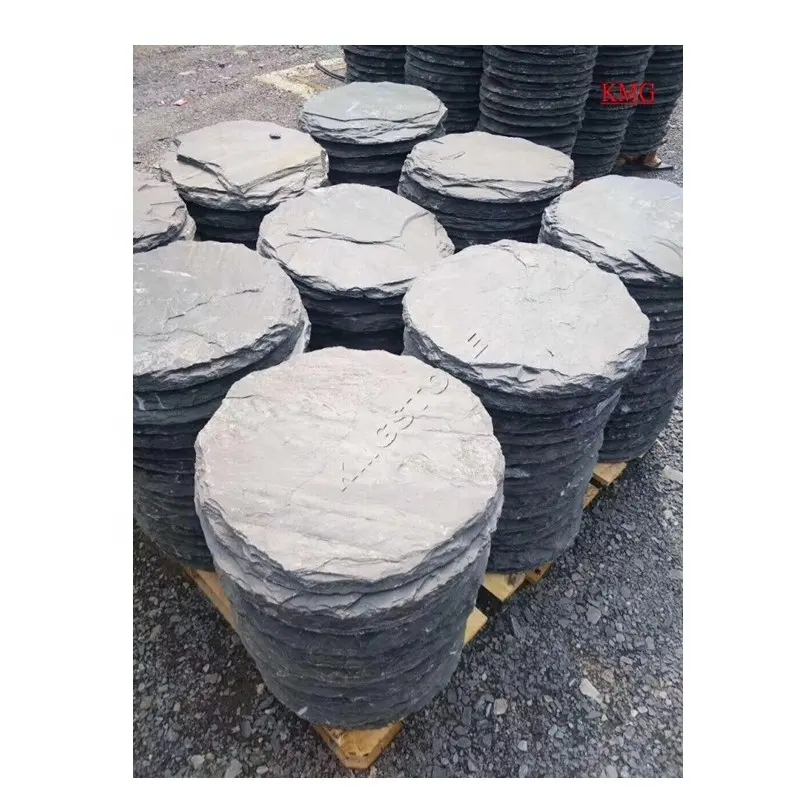 Black Quartzite Pavers Antacid Erosion Resistant Cut-to-Size Garden Stepping Stones Decorative round Shape