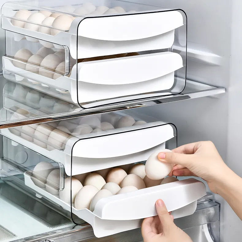 Ящик для хранения яиц, новый дизайн, выдвижной ящик для холодильника, кухни, контейнер для яиц с 32 ячейками