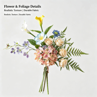 Bouquet de fleurs séchées de luxe haut de gamme, style rétro, avec hortensias, roses et jasmin, pour mariage, Noël et décoration de table.