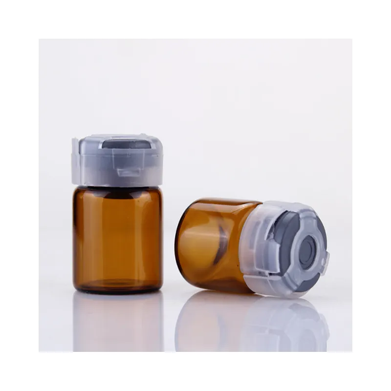 Botol Kaca Kecil 1Ml 2Ml 3Ml 5Ml 10Ml Botol Kaca Amber untuk Bubuk Liofilisasi dengan Sumbat Karet