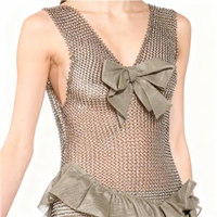Robe en maille d'acier inoxydable HT&T Cyberpunk Techwear pour festival de rave, mode futuriste, style club sexy, taille et couleur personnalisables