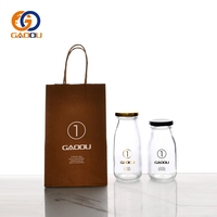 Botol Kaca Bulat Kosong 12oz 350ml 360ml untuk Saus Cabai, Saus Tomat, Minuman, Jus, Wadah Minuman dengan Tutup Sekrup