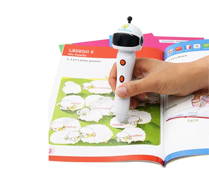 Aprendizagem de idiomas Máquina Brinquedos OID Tecnologia OEM Reading Pen Inglês Áudio legível 6 idiomas Smart Kids Falar Pen Sets