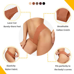 Бесшовные женские трусики Green Envoy с лазерной резкой, из ледяного шелка, с волнообразным кроем, индивидуальный пошив, Ropa Interior Mujer - Product Image 2