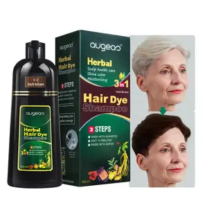 Groothandel Topkwaliteit Haarverf Shampoo Ammoniak Gratis 500Ml Biologische Kruiden Natuurlijke Kleurstof Zwart Haar Shampoo