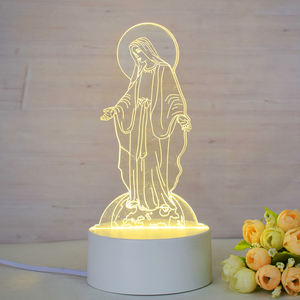 Lámpara LED Acrílica Personalizada de Fábrica con Patrón de Iglesia, Luz Nocturna de Jesús, Lámpara de Ilusión 3D de la Virgen María, Luz Cálida para Sala de Estar - Product Image 6
