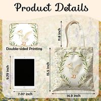 Sac fourre-tout, sacs fourre-tout en toile pour femmes, cadeaux pour les amoureux des oies, sac de courses réutilisable avec motif botanique et animalier Cottagecore