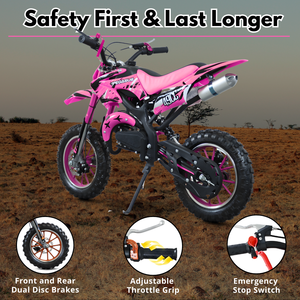 Minimoto Todoterreno de Gasolina Rosa de 49cc para Niñas, Venta al Por Mayor, con Velocidad Máxima Inferior a 40km/h - Product Image 6