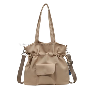 Korean-Style Zipper Closure Solid Color Canvas Women's Shoulder/Crossbody Tote <b>Bag</b> Casual Handheld Underarm Winter Tanjing - Product Image 5