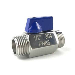 Mini válvula de bola de acero inoxidable de 1/2 pulgada con doble rosca macho para control de flujo de agua, estándar británico PN63 - Product Image 2