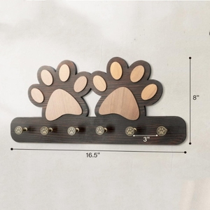 Soporte <span class=keywords><strong>de</strong></span> pared <span class=keywords><strong>de</strong></span> <span class=keywords><strong>madera</strong></span> rústica para perro, estante para correa, colgador <span class=keywords><strong>de</strong></span> llaves, soportes para correa <span class=keywords><strong>de</strong></span> pata <span class=keywords><strong>de</strong></span> perro con 5 ganchos - Product Image 4