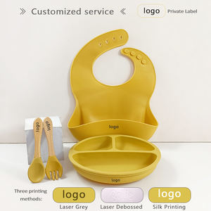 Ensemble d'ustensiles <span class=keywords><strong>de</strong></span> repas pour bébé en silicone sans BPA, fournitures <span class=keywords><strong>de</strong></span> sevrage, assiette à ventouse antidérapante, bavoir facilement ajustable - Product Image 4