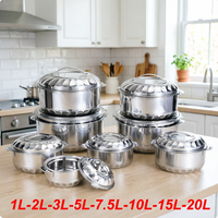 Lot de 8 pots à orchidées en acier inoxydable de 1L à 20L, double couche, épaissis, grande capacité, pour la conservation des fleurs