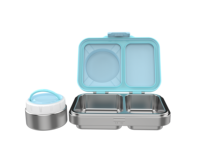 Boîte à lunch en acier inoxydable de qualité alimentaire, 2 compartiments, avec plateau intérieur amovible, étanche, sans BPA, compatible micro-ondes, chauffable, passe au lave-vaisselle