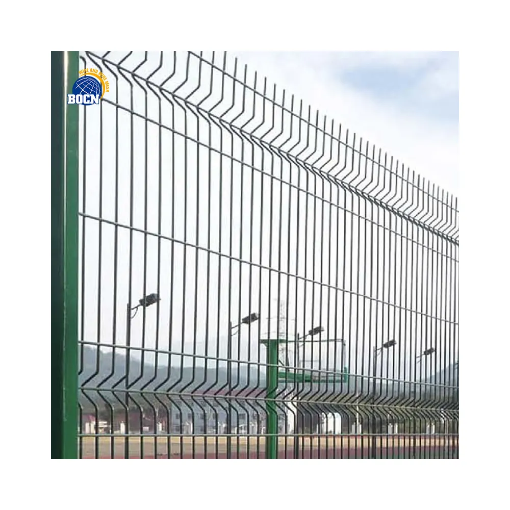 BOCN Factory Sale Galvanized Powder Coated Airport 3d curved Fence triangle bend fence with Razor Barbed Wire