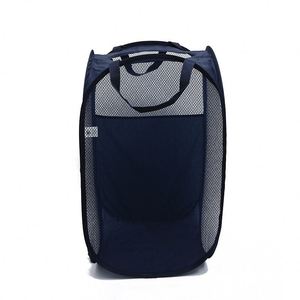 Collapsible PVC & Polyester Canasta De Ropa Cheap <b>Foldable</b> Mesh Laundry <b>Basket</b> for Bulk Storage in Bathroom - Product Image 1