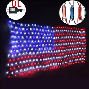 Amazon Amerikaanse Vlag String Lights Met 390/420 Super Heldere Led Waterdichte Vlag Netto Licht Voor Yard Festival Party Outdoor Decor