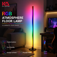 Lámpara de Pie RGB, Control Inteligente por Aplicación, Iluminación Ambiental DIY para Sala de Estar, DC12V 18W, Altura Ajustable, Alto Brillo, Control Remoto