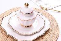 Ensemble de vaisselle en céramique de 62 pièces, ensemble de dîner du Moyen-Orient avec assiettes, bols, tasses à thé, théière pour hôtel, restaurant